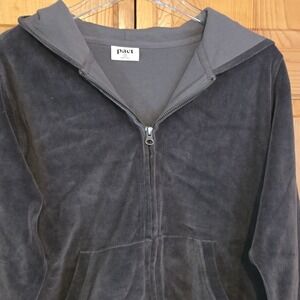 Pact Organic Pure Velour Zip Hoodie in Graphite Size Small